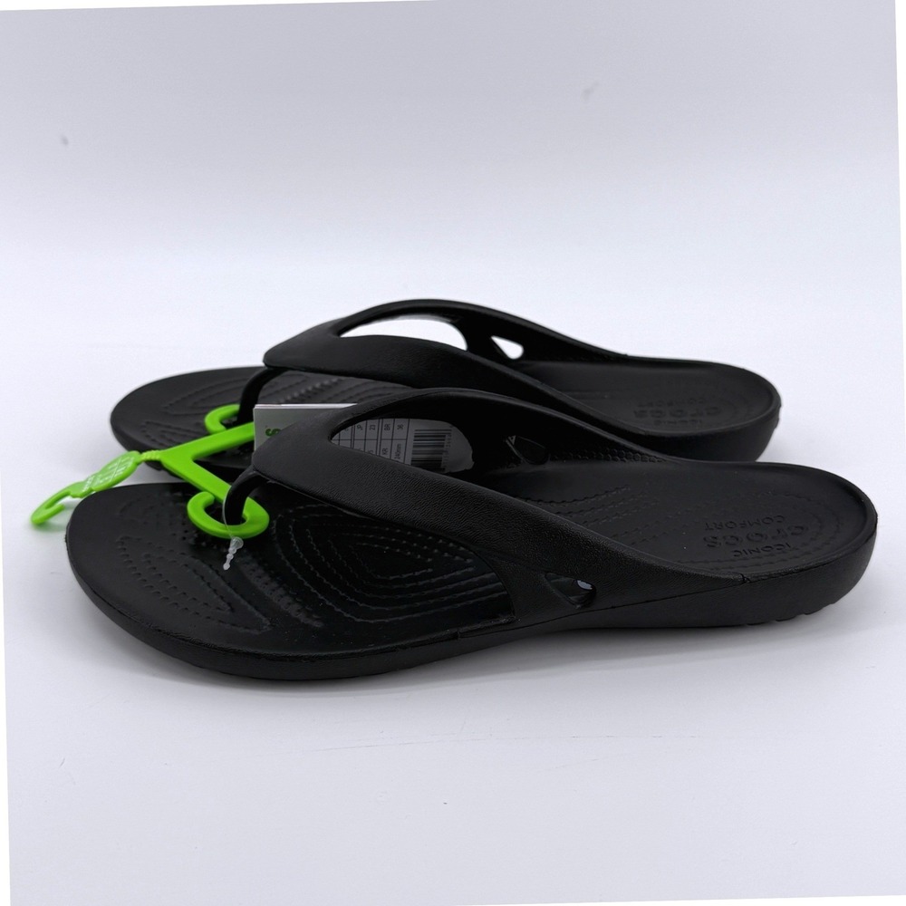Crocs Kadee II Flip W Black Womens Size 7 Sandals Beach Vaca Pool 202492-001 NEW - Picture 2 of 9